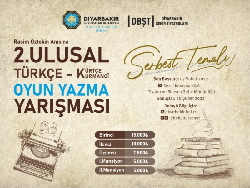 2. Ulusal Türkçe-Kürtçe Oyun Yazma Yarışmasında başvurular uzatıldı 