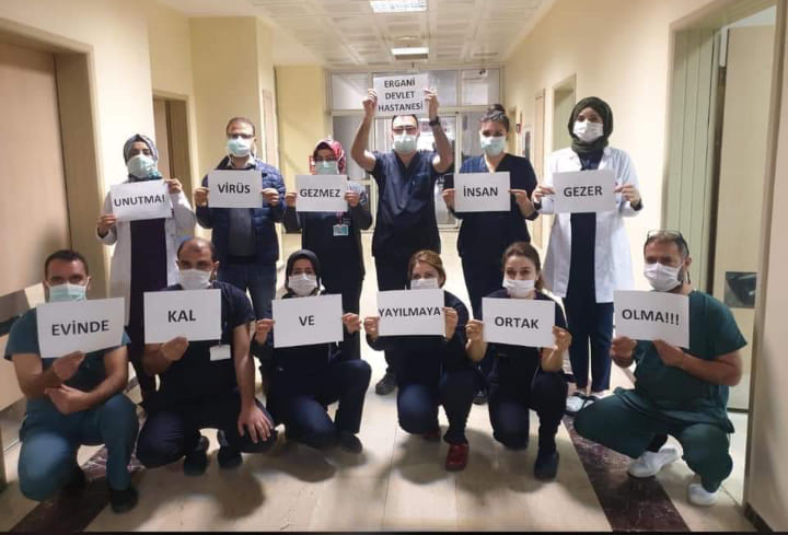 Ergani’de hastane çalışanlarından 'evde kal' çağrısı