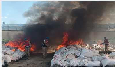 10 milyarlık uyuşturucu heyet huzurunda yakıldı