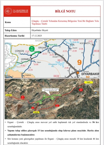 Çüngüş ile Ergani arasındaki yol 10 kilometre kısalacak