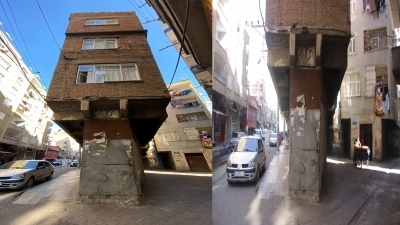 Diyarbakır’da 40 yıllık kolonsuz bina depreme dayandı